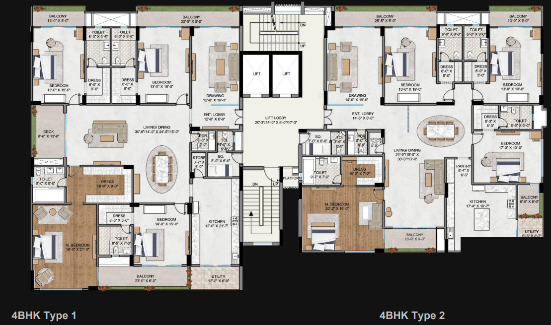 Tower D 4BHK Luxury Floor Plans - Spacious Layouts at Danapur Khagaul Patna